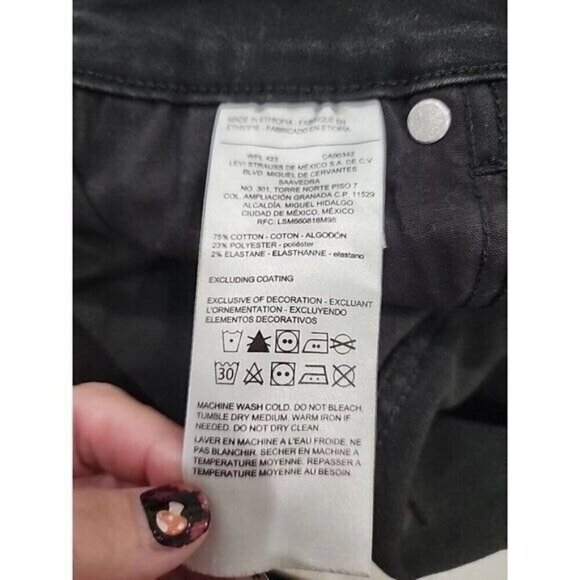 Levi’s Jeans Mid Rise Skinny Signature Black Denim Women's 30 X 28 10 - Picture 6 of 7